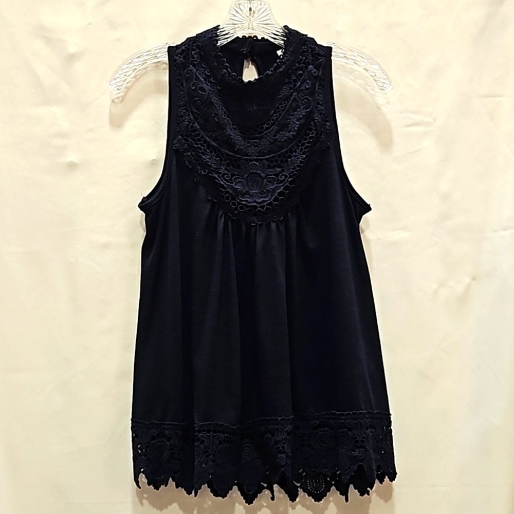 Xhilaration, Sz Medium, Navy Blue , Guipure Lace,Halter Top